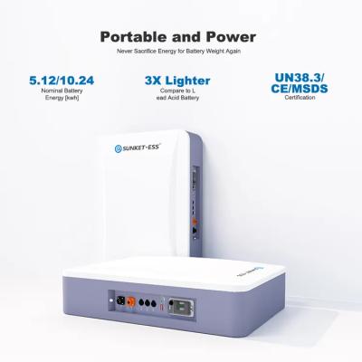 China Eu 5kwh 10kwh 100ah 200ah KWH Home Battery Wall-Mountes Solarbatter Powerwall Long Lifecycle Solar Energy Storage Battery With TUV CE for sale