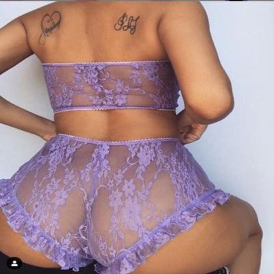 China Antibacterial High Quality Women's Crotchless Transparent Ladies Underwear Girls Matrue Ladies Lace Up Panties Set Sexy for sale