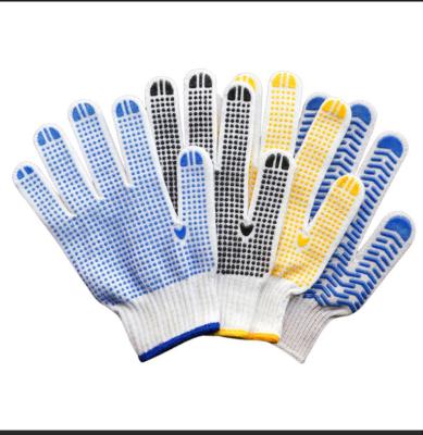 China Wholesale Comfortable Non-slip Blue PVC Dotted Non-slip White Cotton Cloth Glove PVC Dotted New Orange Garden Cotton Gloves for sale