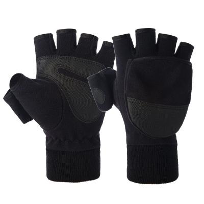 China Outdoor Men's Comfortable Women Universal Autumn Winter Unisex Cycling Heat Thickened Non-Slip Thermal Gloves Mow Half Finger Fin Gloves for sale