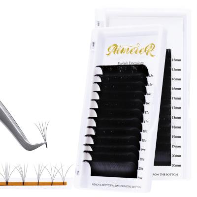 China PBT Natural Soft Korean Auto Fan Lash Extension Fanning Siberian Mink Easy Fan Eyelash Extensions for sale