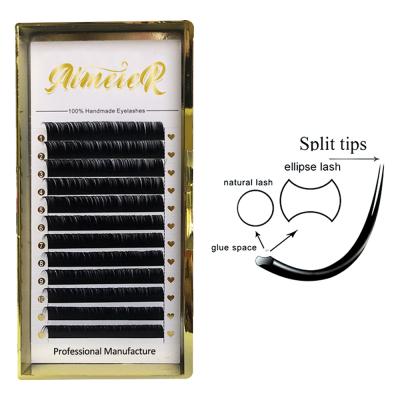 China Wholesale Natural Soft Long 0.15 Thick Silk Flat Extensions 0.20 Thick Ellipse Eyelash Flat Eyelash Extensions for sale