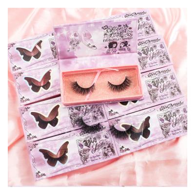 China Long Clean Natural Faux Mink Fur Custom Packaging Lash Of 3D Design 18Mm Mink Eyelashes for sale