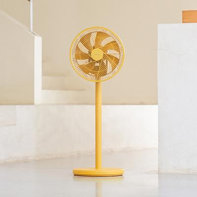 China Portable Brushless Electric Stand Fan Plastic Hotel Height Pedestal Adjustable Air Circulator With DC Power Supply for sale