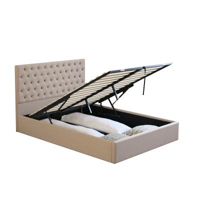 China Hot Selling New Nailhead Balance Air Lift Double Design Upholstered Storage Woven Bed for sale