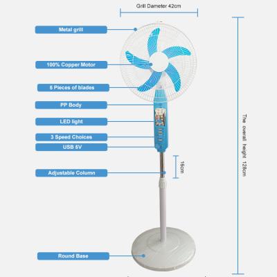 China Fashional Factory Sales Cheap Standing Fan Floor Fan Latest 16 Inch Rechargeable Standing Fan for sale