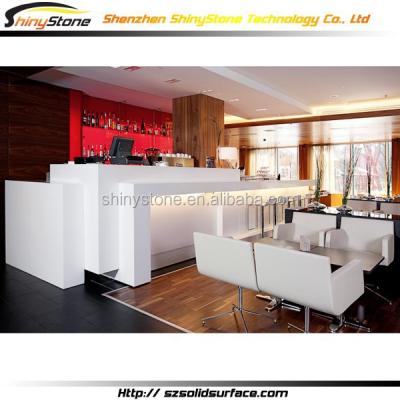 China Commercial bar/restaurant bar/vino bar designer modern exterior solid white synthetic laminate/stone bar counter for sale