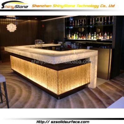 China Commercial bar/restaurant bar/vinotheque inside exterior gold lighting stone counter/solid cafe synthetic for sale