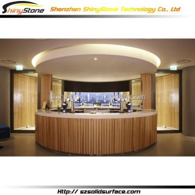 China Commercial bar/restaurant bar/high-end finish solid surface wine bar joinery/round bar synthetic stone counter for sale