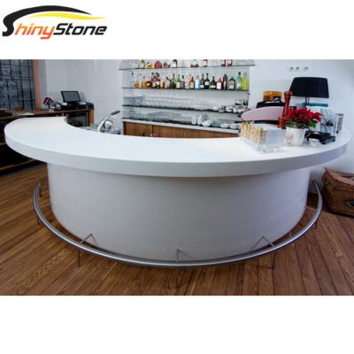 China Outdoor commercial bar / restaurant bar / shape designer wine bar / white round solid stone synthetic curved bar furniture for sale