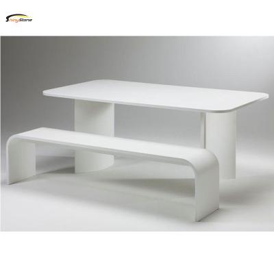 China Newest Popular Modern Home Cafe / Faux Stone Marble Solid Surface Dining Table 8 Seats for sale