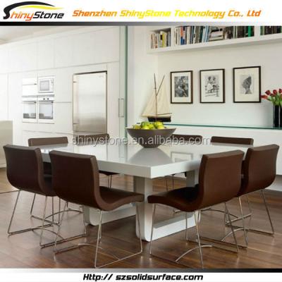 China Office/shop/hotel/restaurant 1800*1800 8 seater designer table top dining table white artificial marble set for sale