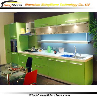 China Modern Sleek Modern Green Color Buffet Kitchen Designs for sale