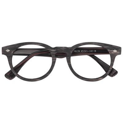 China Retro Retro Classic Designer Acetate Wood Round Eyeglasses Optical Glasses Eyewear Frames for sale