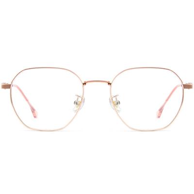 China Optical Frames New Fashion 2022 Wholesale Logo Women Eyewear Metal Optical Custom Made Frame Geometric Frame Glass Prescription Monocle Frame for sale