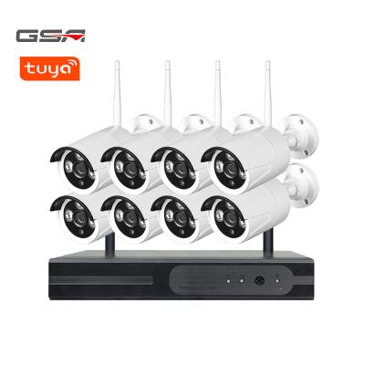 China Outdoor Camera Built-in Smart System 720p 1080p CCTV Smart System 720p 1080p Outdoor Tuya Home Security Tuya Siren 8 Channel H.265 Wireless Wifi 8ch NVR Kit for sale