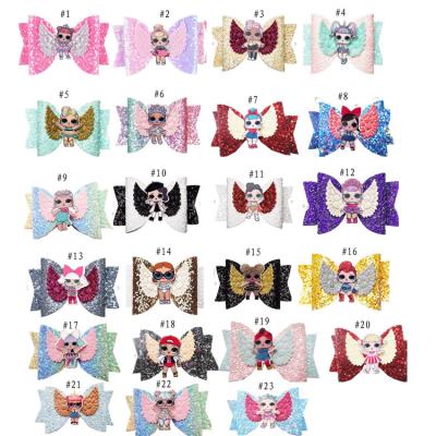 China Fashion Gradient Dovetail Kids Baby Hair Accessories Resin Glitter Bow Hair Clips For Kids for sale