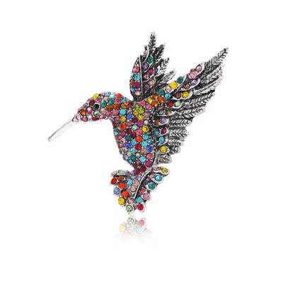 China Fashionable Multicolor Animal Pin Jewelry Women Clothing Accessories Hummingbird Rhinestone Brooches For Corsage for sale