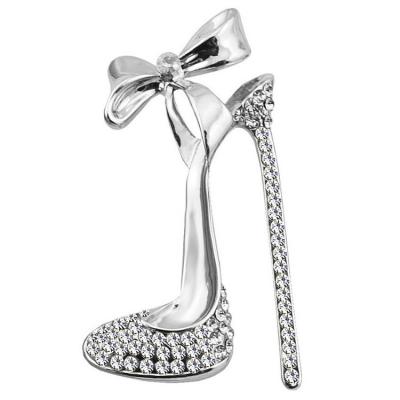 China Fashionable European American Wholesale Brooch Pin Korean Luxury Rhinestone Bowknot High Heels Brooches for sale