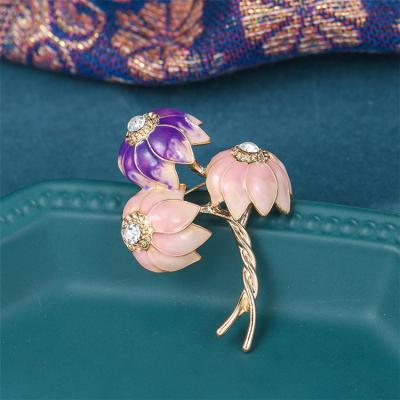 China Fashionable Europe and America Drip Pin Enamel Flower Rhinestone Brooches for Women Jewelry Gift for sale