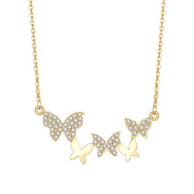 China Vintage Designer Luxury Jewelry Butterfly Necklace 18K Gold Plated Chain Necklace For Women Girls for sale