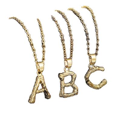 China Custom Vintage Hip Hop Stick Letter Necklace Bamboo Gold Plated Jewelry Name Chain Necklace for sale