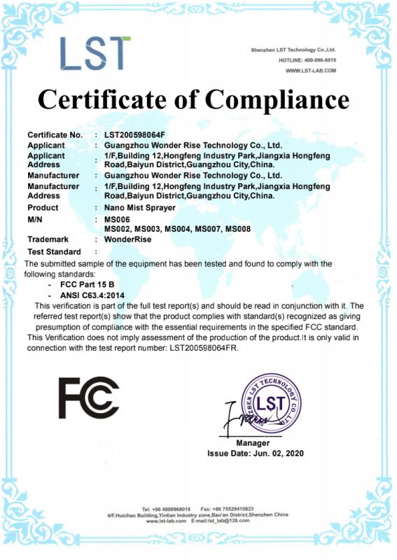 FCC - Guangzhou Wonder Rise Technology Co., Ltd.