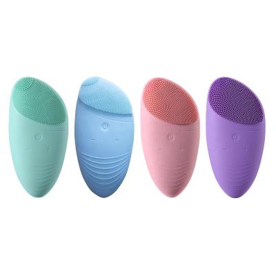 China DEEP CLEANSING Waterproof Sonic Vibration Face Cleansing Brush Portable Electric Silicone Facial Massager for sale