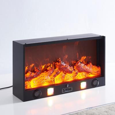 China 3 Sided Modern Indoor Decorative Led Wall Mounted Electric Fireplace Pellet Flame Decor Stove Burning Fireplaces for sale