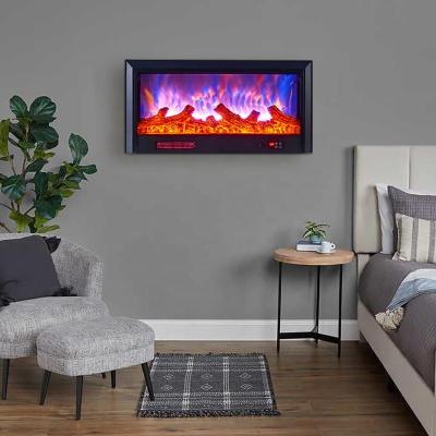 China Modern Indoor Custom Size Fire Place Electric Heater Inserts Led Flame Faux Decoration Recessed 2 Sided Ventless Electric Fireplace for sale