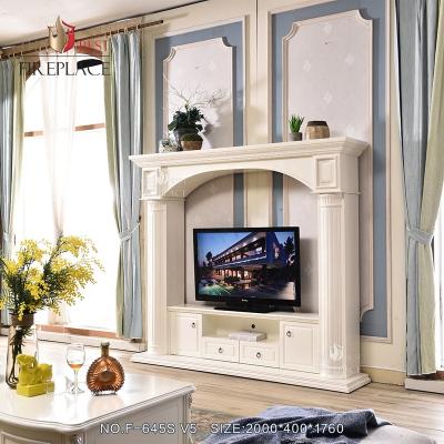 China Hotel Decor Remote Control Wooden Led TV Cabinet Unit Fire Place Electronic Entertainment Center TV Stand Electric Fireplace for sale