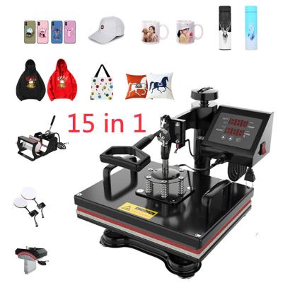 China Adjustable Thermostat Pen Heat Press Machine 15 in 1 Automatic Sublimation Printer T Shirt Printing Multiple-Surface Sublimation Machine for sale