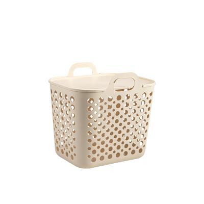 China Sustainable Hot Selling Plastic Dirty Fabric Storage Basket Laundry Hamper With Handle for sale