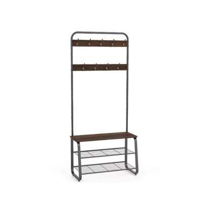 China Eco - Friendly Living Room Corridor 3 - Tier Portable Furniture Coat And Stand With Shoe Rack for sale