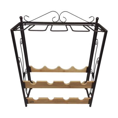 China Wholesale Viable Metal Wine Display Rack Kitchen Racks And Holders Wine Stake Table Rack With Wine Glass Rack for sale