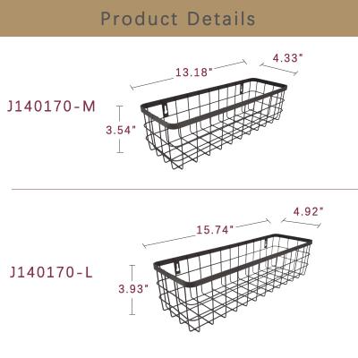 China Viable Factory Wholesale 2pcs Home Living Room Set Metal Rectangular Iron Sundries Storage Wall Mounted Basket for sale