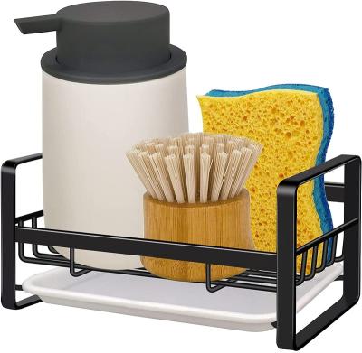 China Viable Hot Sale Kitchen Sink Cart Organizer Countertop Soap Sponge Rack With Drain Storage Rack for sale