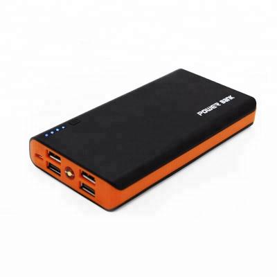 China 20000 mah powerbank solar panel charge portable plastic 4 usb ports rechargeable power bank for sale