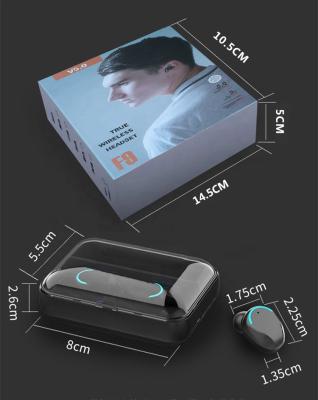 China Earbuds Earbuds Box 2000mAh TWS V5.0 F9 Waterproof 9D Earbuds Charging Wireless Stereo Earphone for sale