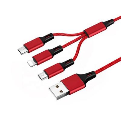 China Mobile Phone Nylon Braided 3ft 6ft 10ft 3 In 1 Micro USB 8pin Type C USB Charger Cable 3.0 Fast Charging Cable For Mobile Phone for sale