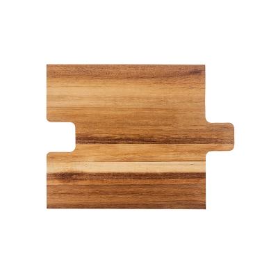 China 8 Inch Sustainable Unique Practical Food Serving Boards Square Acacia Wood Cheese Cutting Board With Handle for sale