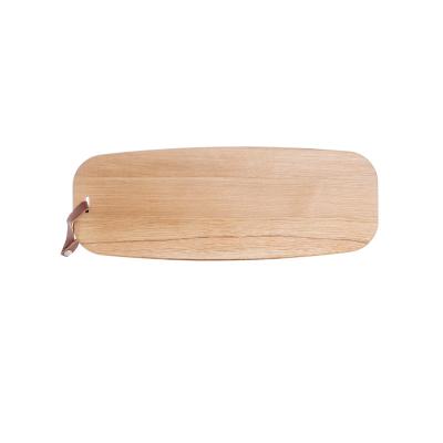 China Viable Live Edge Long Rectangle Acacia Cheese Cutting Boards Food Serving Board with Leather Hanger for sale