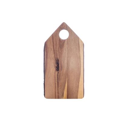 China Live Edge Acacia Wood Rustic Serving Cutting Board Farmhouse Charcuterie Long Viable Design with Hang Hole for sale