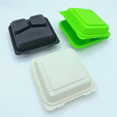 China Food Grade Disposable Cornstarch PP Burger Fries Container Biodegradable Disposable Food Packaging Box for sale