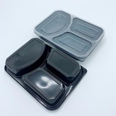 China Microwave Container 3 Compartment Lunch Safe Disposable Meal Prep Plastic Takeout Tray PP Bento Box With Leak Proof Lid for sale