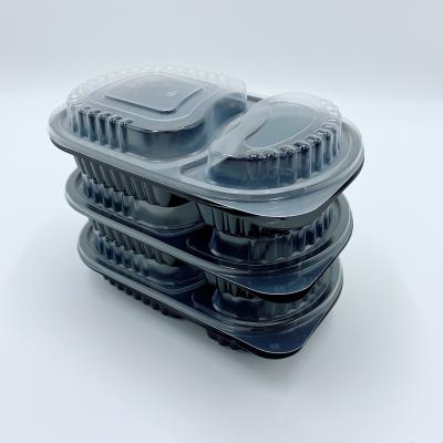 China Wholesale BPA Free Disposable Plastic Container Food Packaging Box 2 Compartment PP Food Container for sale