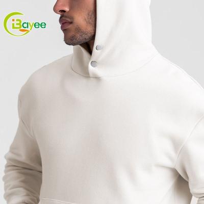 China Breathable Custom White Heavy Blank Sublimation Pullover No String Cordless Fitness Workout Gym Hoodie For Men for sale