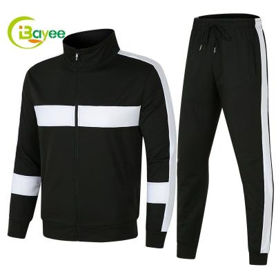 China 2 Piece Quality Polyester Breathable Custom Gym Clothing Jogging Slim Fit Sportswear Tracksuit Full Set With Side Stripe for sale