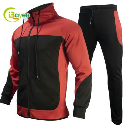 China Wholesale Mens Breathable 2 Piece Polyester Zip Up Training Wear Two Color Running Sports Tracksuit Set Zipper for sale