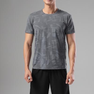 China Wholesale Men's Sportswear Round Neck White Gym Running T-Shirt Polyester Crewneck Sleeve Workout Slim Fit Summer Breathable Short For Men for sale